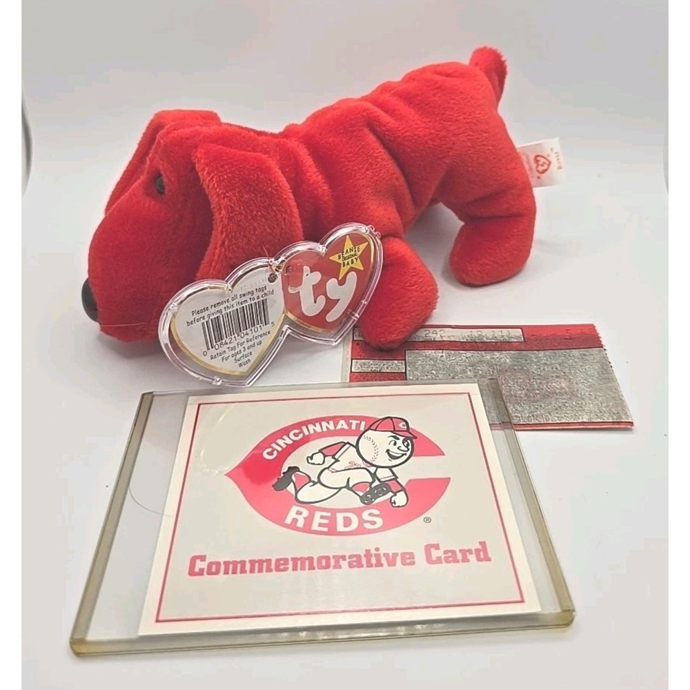 1996 Ty Beanie Baby "Rover" Retired Red Dog Cincinnati Reds Handout BB13‎